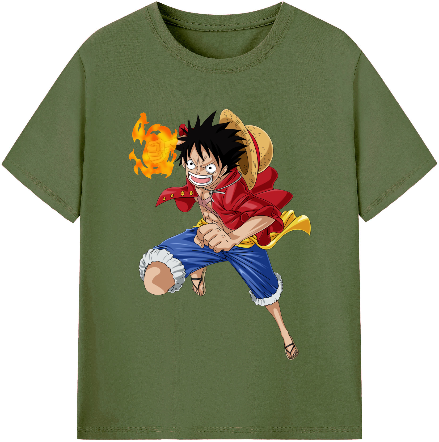 ワンピース モンキー・D・ルフィ ONE PIECE Monkey D. Luffy 綿100％半袖Tシャツ（フロントプリント）